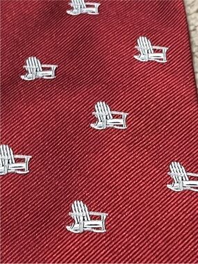 Brooks Brothers Silk Tie FUN TIE  ADIRONDACK chair red tie - Italy silk tie